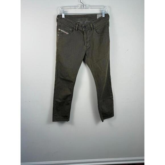 Diesel Belther Jeans 29x27 Blue Regular Slim Tapered Denim Pants Olive Green - Picture 1 of 5